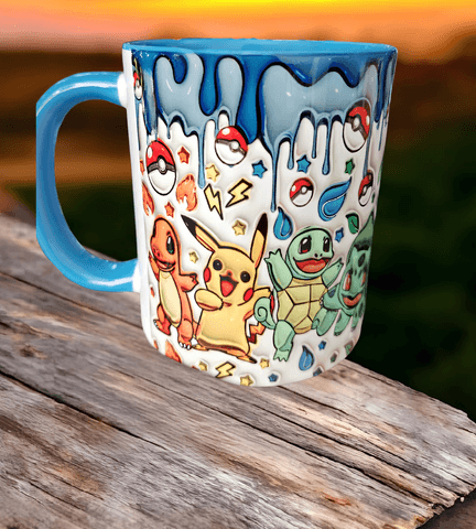 Pokemon Baskı içi ve Kulpu Renkli Kupa