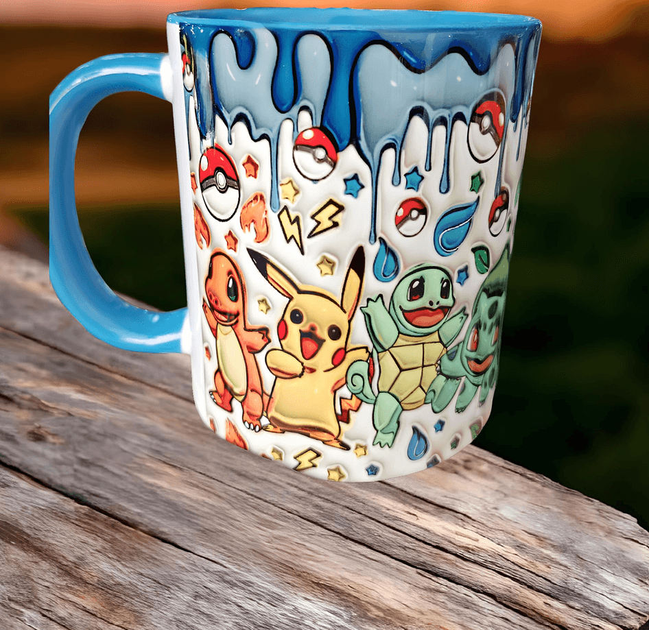 Pokemon Baskı içi ve Kulpu Renkli Kupa