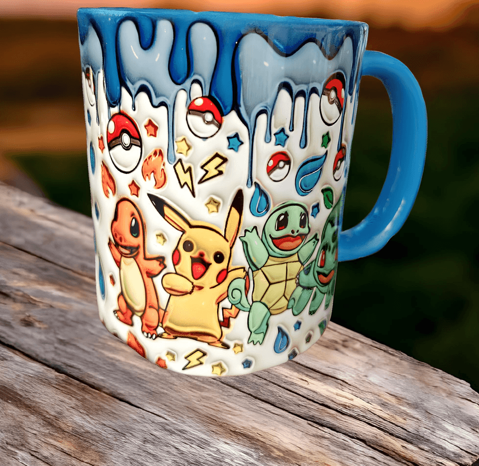 Pokemon Baskı içi ve Kulpu Renkli Kupa