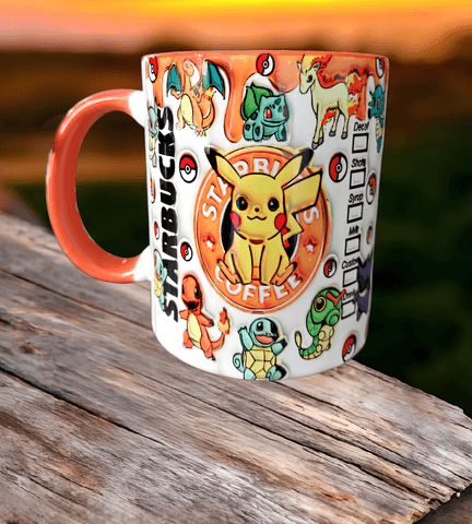 Pokemon Baskı içi ve Kulpu Renkli Kupa