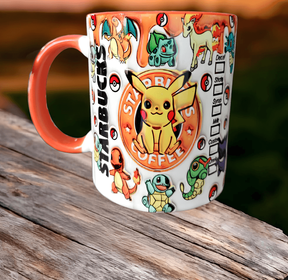Pokemon Baskı içi ve Kulpu Renkli Kupa