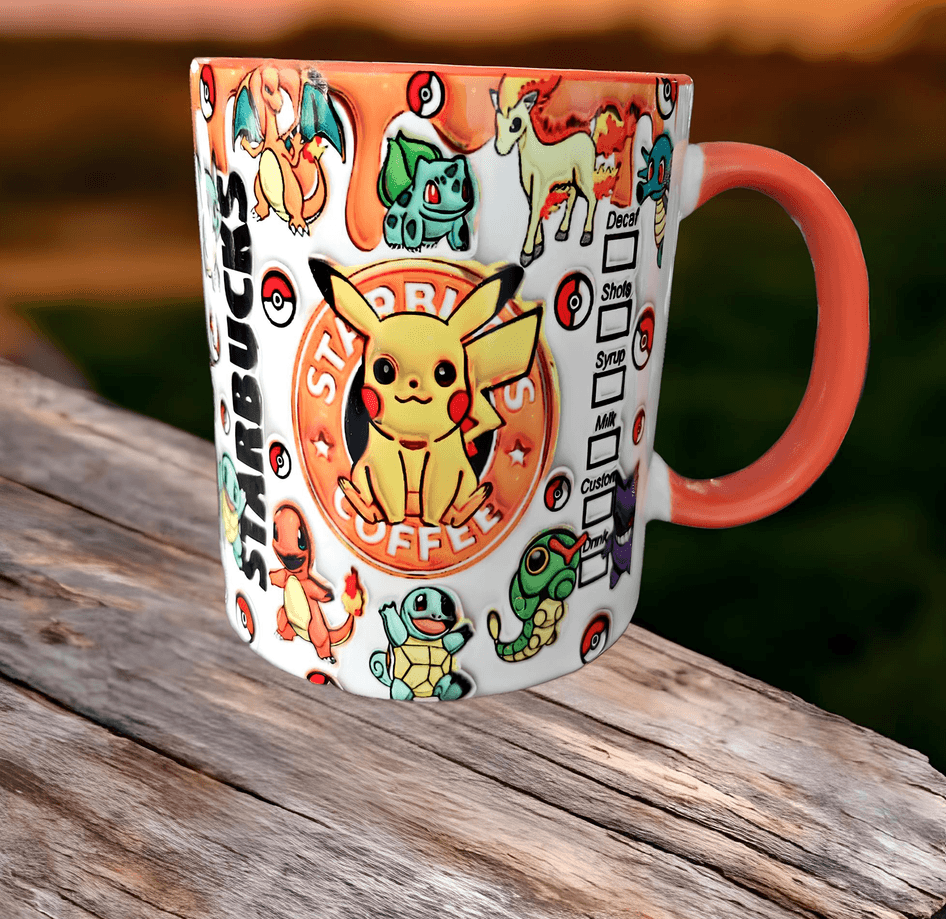 Pokemon Baskı içi ve Kulpu Renkli Kupa