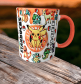 Pokemon Baskı içi ve Kulpu Renkli Kupa