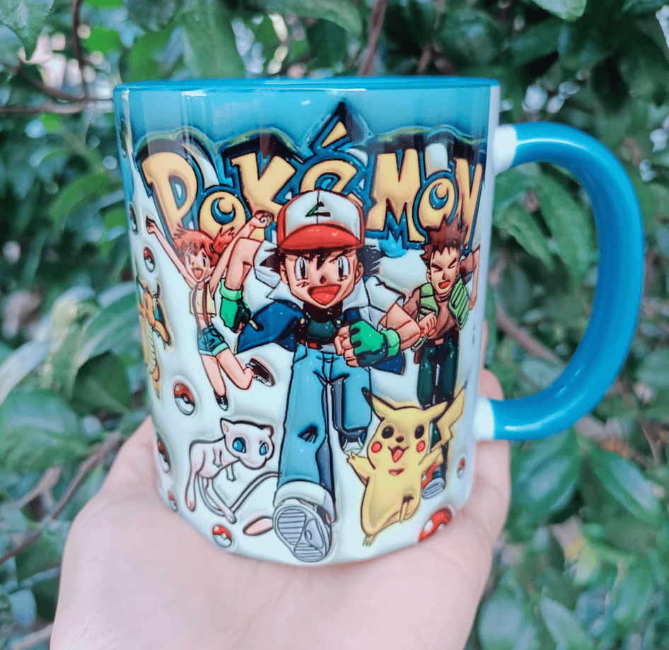 Pokemon Baskı içi ve Kulpu Renkli Kupa