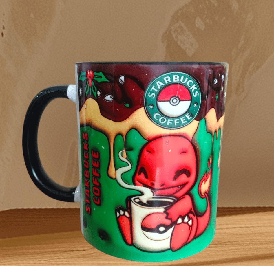 Pokemon Baskı içi ve Kulpu Renkli Kupa