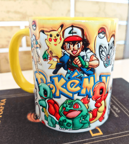 Pokemon Baskı içi ve Kulpu Renkli Kupa