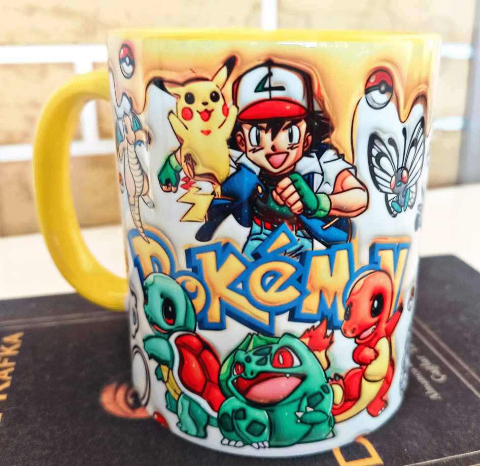 Pokemon Baskı içi ve Kulpu Renkli Kupa