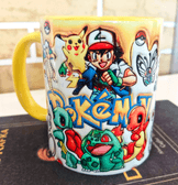 Pokemon Baskı içi ve Kulpu Renkli Kupa