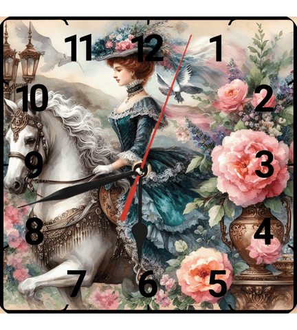 Pembe gül vintage baskı metal hediyelik dekoratif kaliteli duvar saati