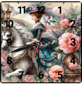 Pembe gül vintage baskı metal hediyelik dekoratif kaliteli duvar saati