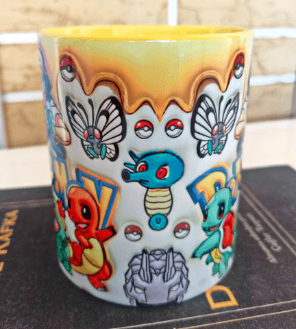 Pokemon Baskı içi ve Kulpu Renkli Kupa