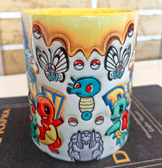 Pokemon Baskı içi ve Kulpu Renkli Kupa