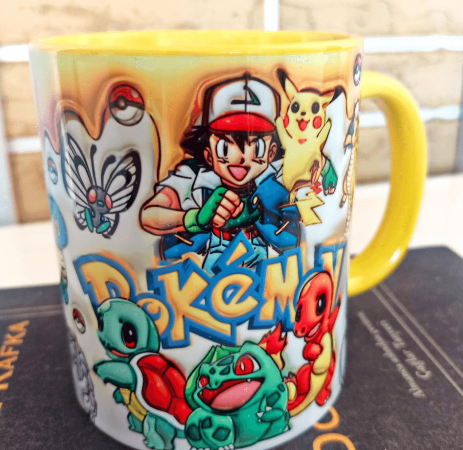 Pokemon Baskı içi ve Kulpu Renkli Kupa
