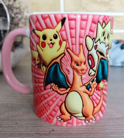 Pokemon Baskı içi ve Kulpu Renkli Kupa