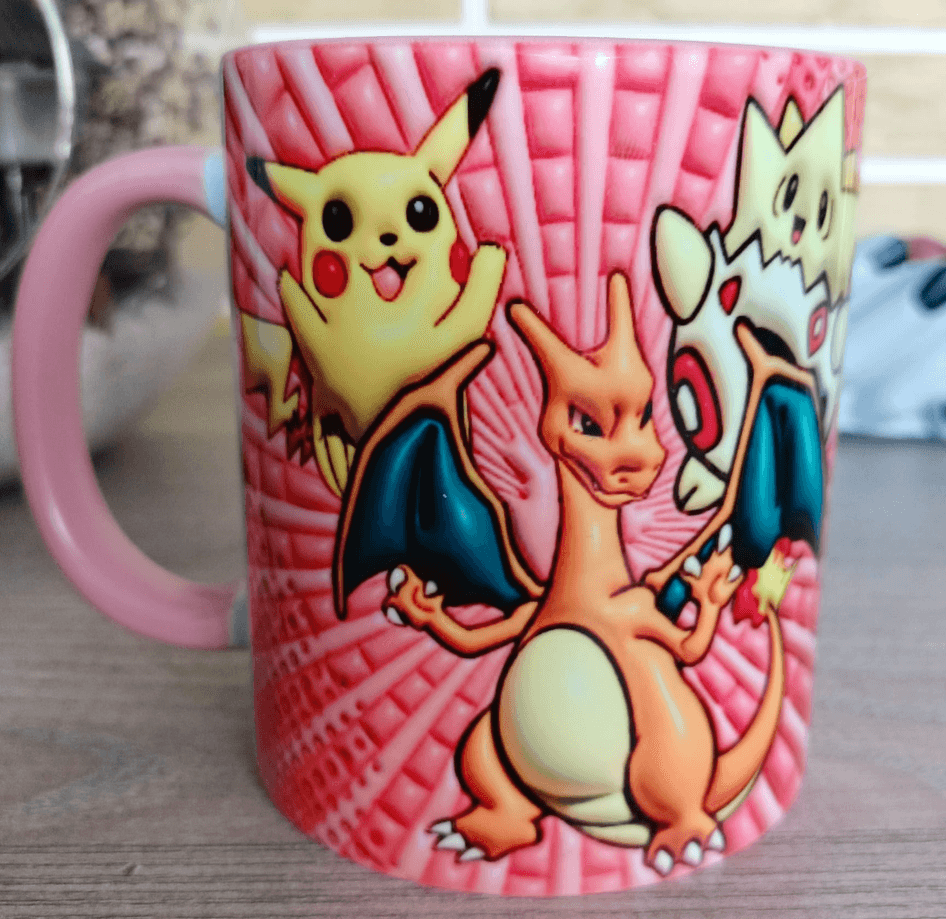 Pokemon Baskı içi ve Kulpu Renkli Kupa