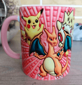 Pokemon Baskı içi ve Kulpu Renkli Kupa