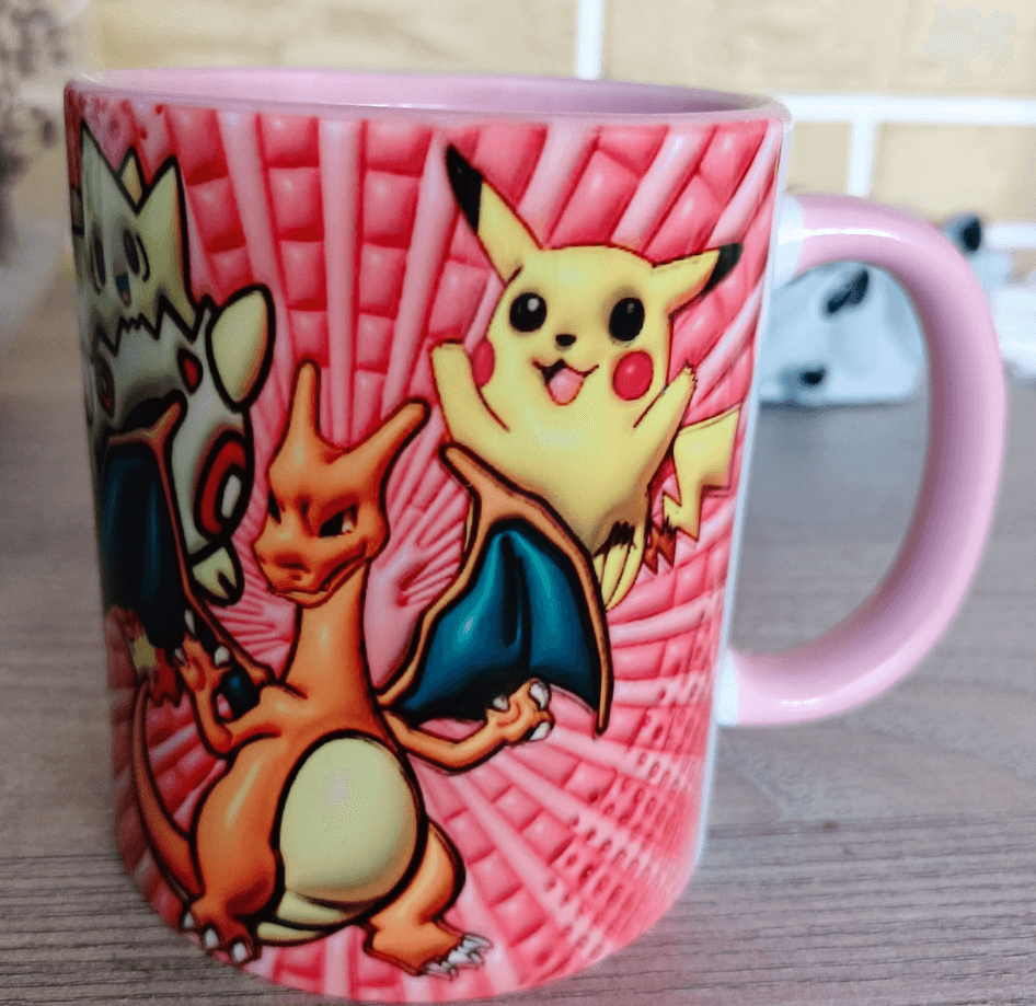 Pokemon Baskı içi ve Kulpu Renkli Kupa