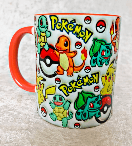 Pokemon Baskı içi ve Kulpu Renkli Kupa