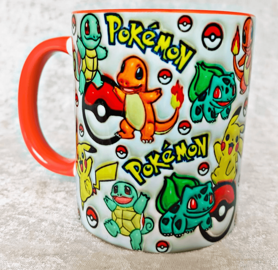 Pokemon Baskı içi ve Kulpu Renkli Kupa