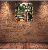 Heykel vintage baskı metal hediyelik dekoratif kaliteli duvar saati