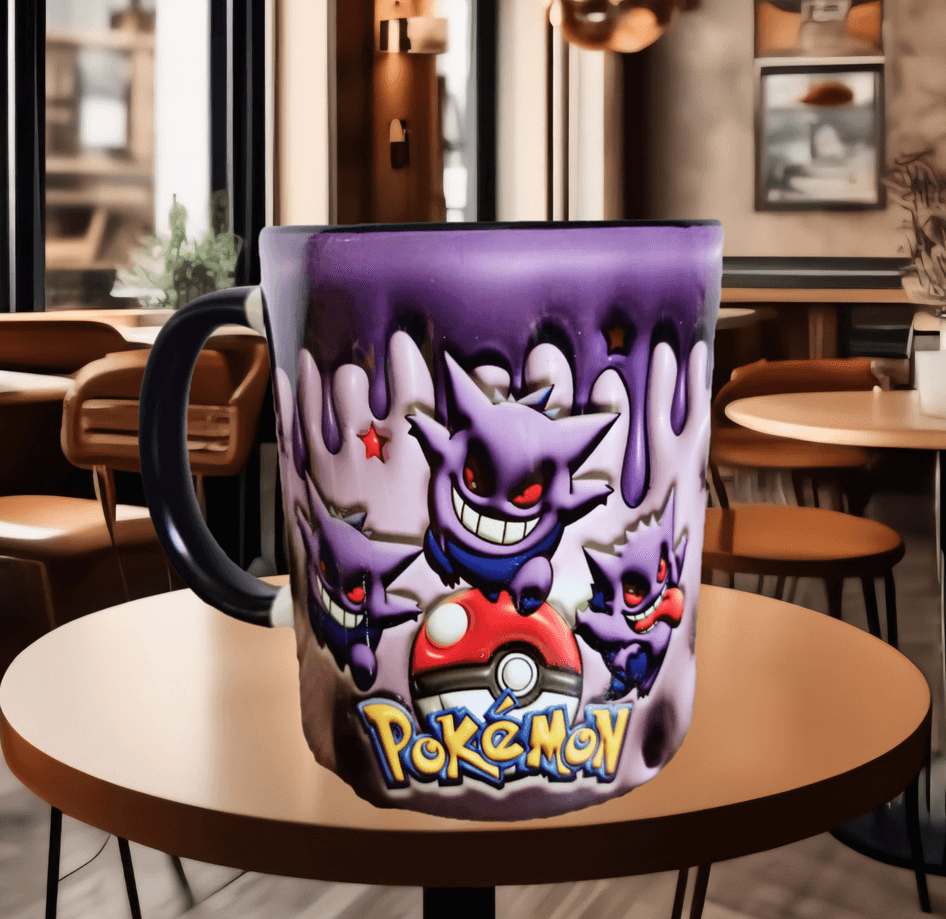 Pokemon Baskı içi ve Kulpu Renkli Kupa