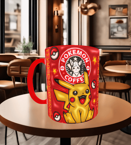 Pokemon Baskı içi ve Kulpu Renkli Kupa