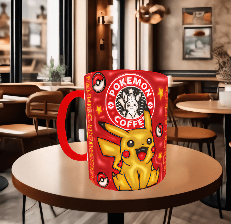 Pokemon Baskı içi ve Kulpu Renkli Kupa