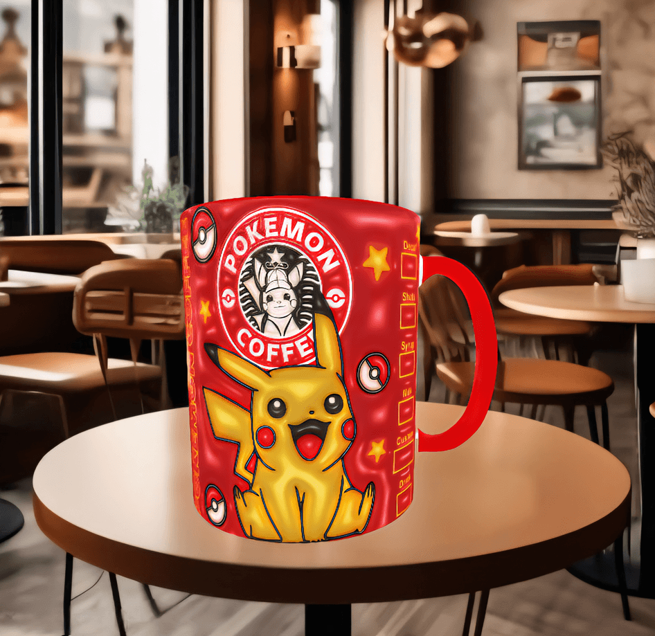 Pokemon Baskı içi ve Kulpu Renkli Kupa