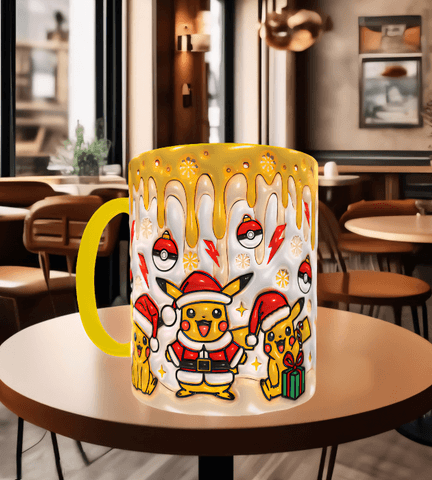 Pokemon Baskı içi ve Kulpu Renkli Kupa