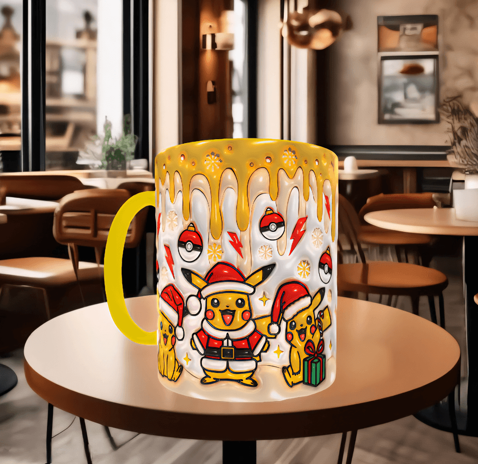 Pokemon Baskı içi ve Kulpu Renkli Kupa