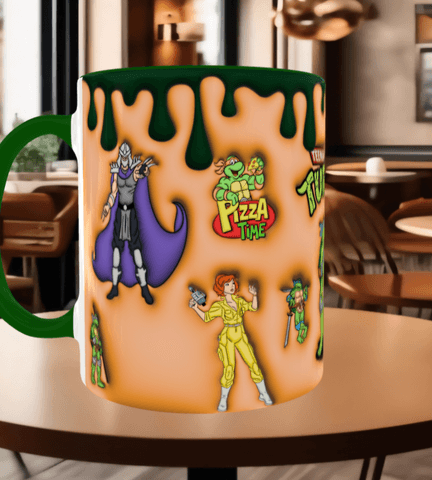 Ninja kaplumbağalar Baskı içi ve Kulpu Renkli Kupa