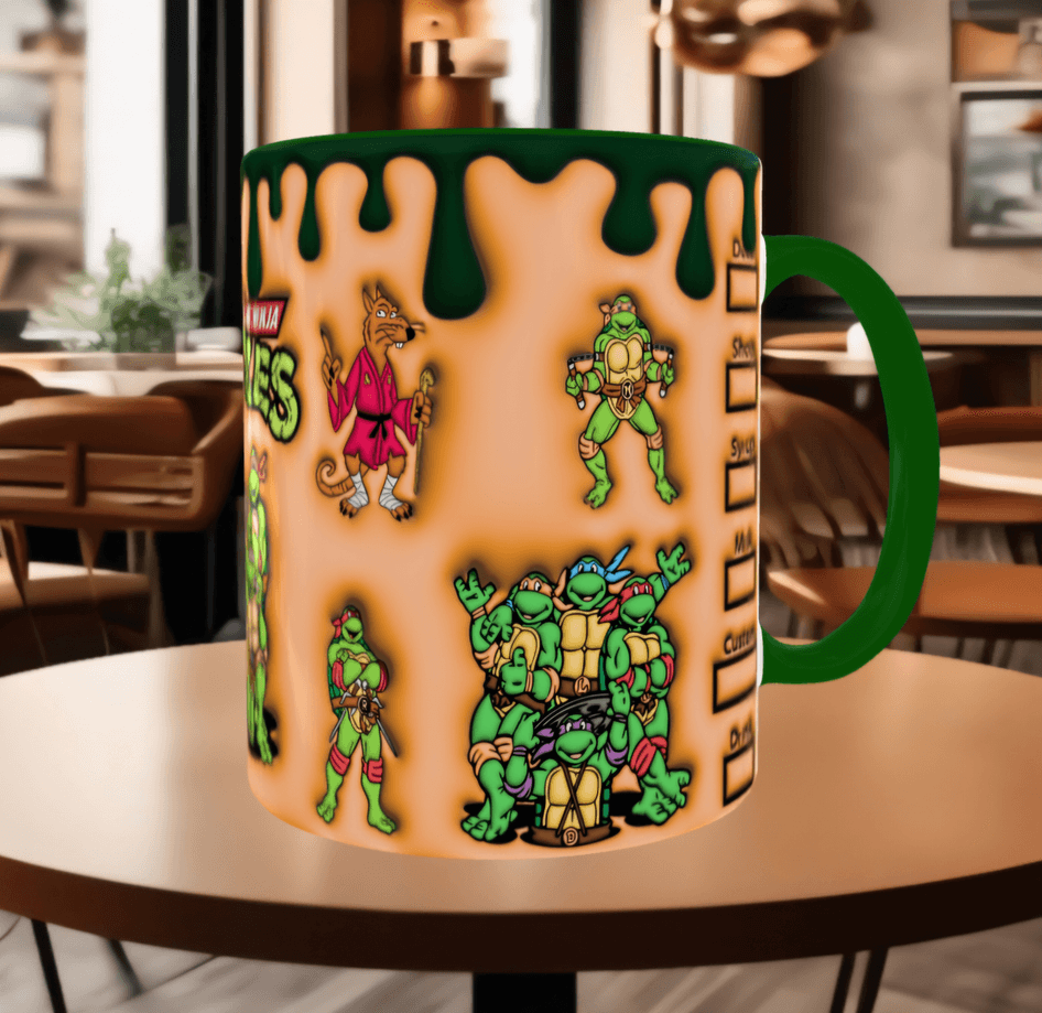 Ninja kaplumbağalar Baskı içi ve Kulpu Renkli Kupa