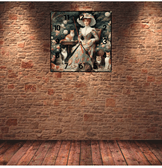 Kedili kadın vintage baskı metal hediyelik dekoratif kaliteli duvar saati