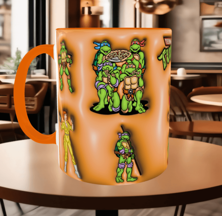 Ninja kaplumbağalar Baskı içi ve Kulpu Renkli Kupa