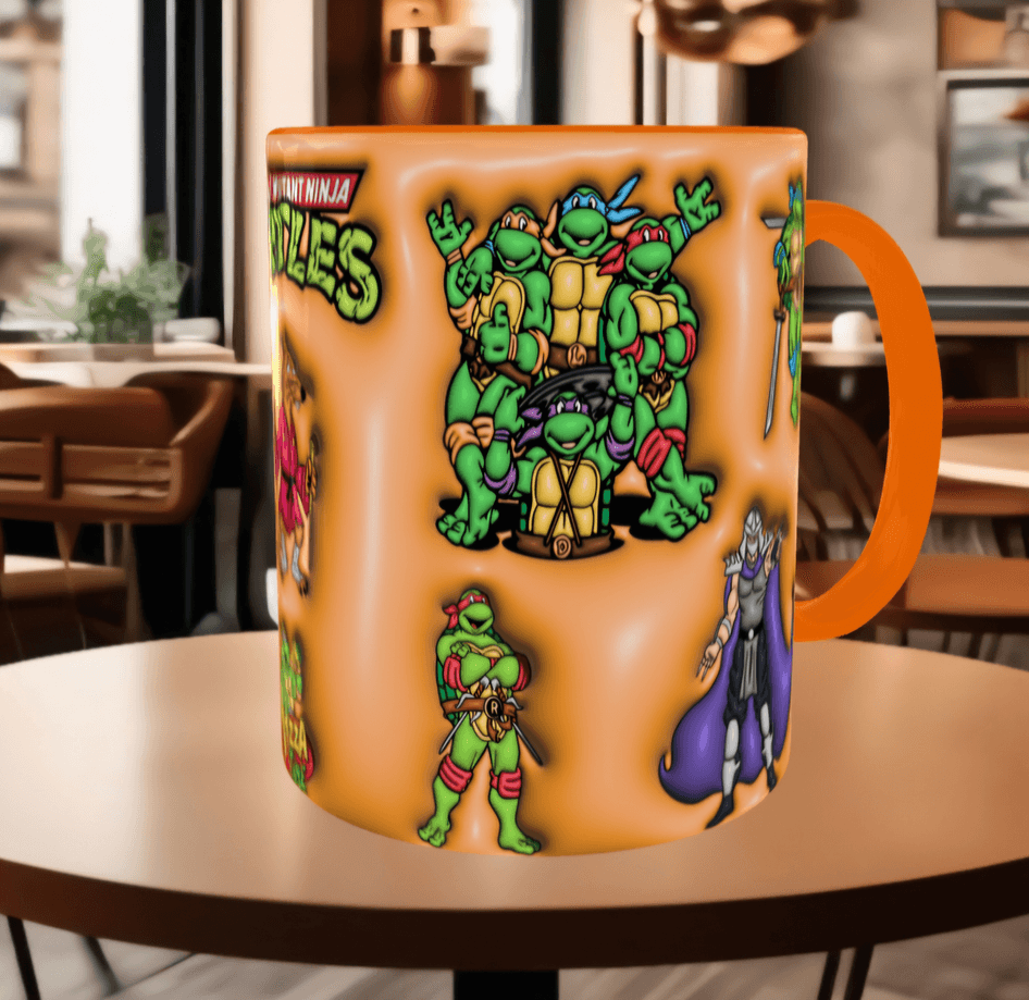 Ninja kaplumbağalar Baskı içi ve Kulpu Renkli Kupa
