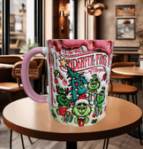 Grinch noel Baskı içi ve Kulpu Renkli Kupa