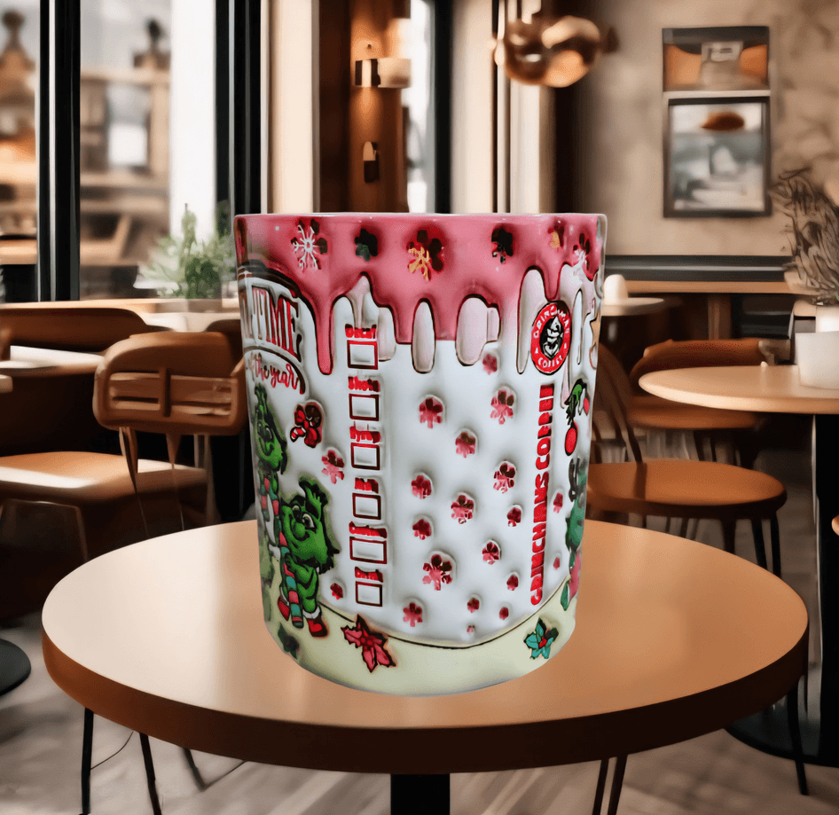 Grinch noel Baskı içi ve Kulpu Renkli Kupa