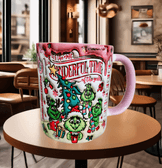 Grinch noel Baskı içi ve Kulpu Renkli Kupa