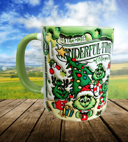 Grinch Noel yılbaşı Baskı içi ve Kulpu Renkli Kupa