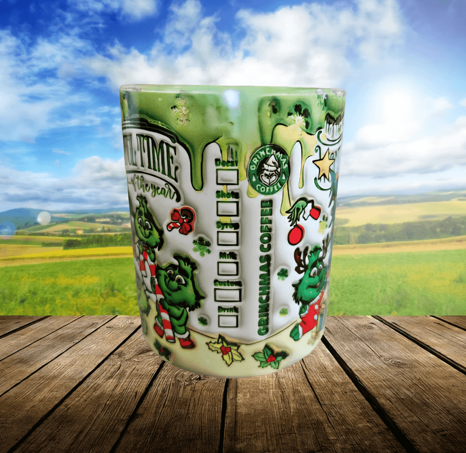 Grinch Noel yılbaşı Baskı içi ve Kulpu Renkli Kupa