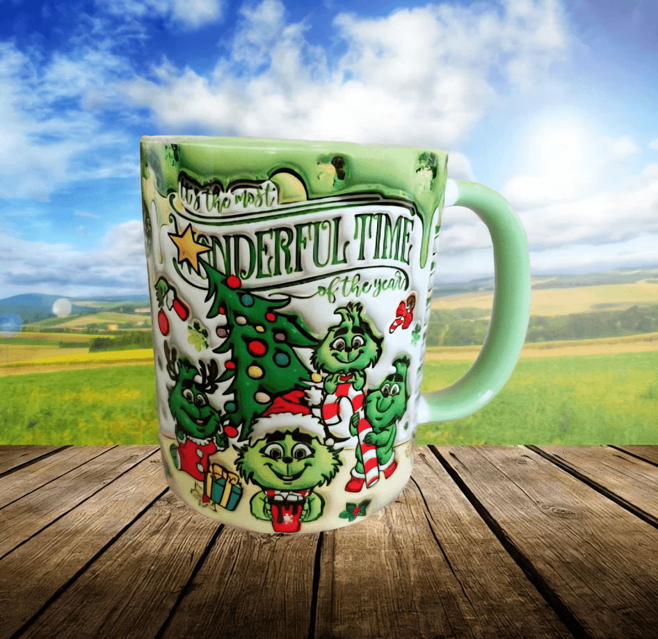 Grinch Noel yılbaşı Baskı içi ve Kulpu Renkli Kupa