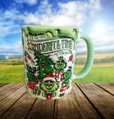 Grinch Noel yılbaşı Baskı içi ve Kulpu Renkli Kupa