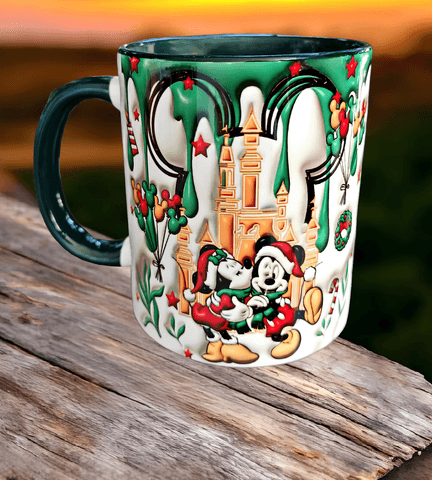 Mickey Noel yılbaşı Baskı içi ve Kulpu Renkli Kupa