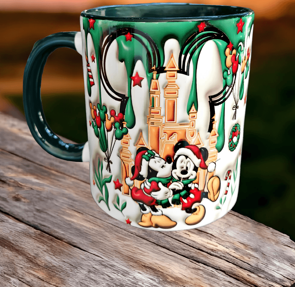 Mickey Noel yılbaşı Baskı içi ve Kulpu Renkli Kupa