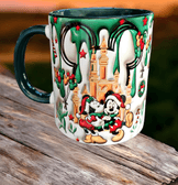Mickey Noel yılbaşı Baskı içi ve Kulpu Renkli Kupa