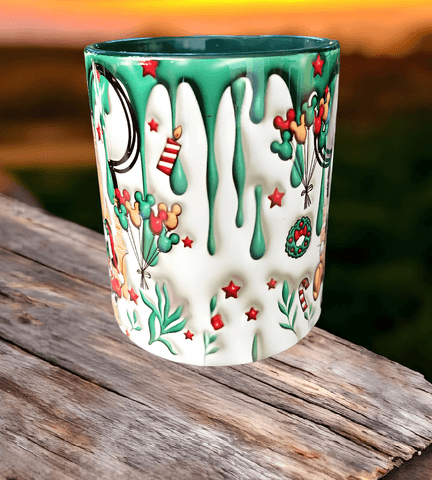 Mickey Noel yılbaşı Baskı içi ve Kulpu Renkli Kupa