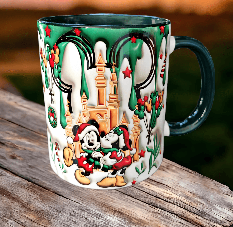 Mickey Noel yılbaşı Baskı içi ve Kulpu Renkli Kupa