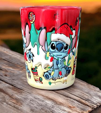 Stitch Noel yılbaşı Baskı içi ve Kulpu Renkli Kupa