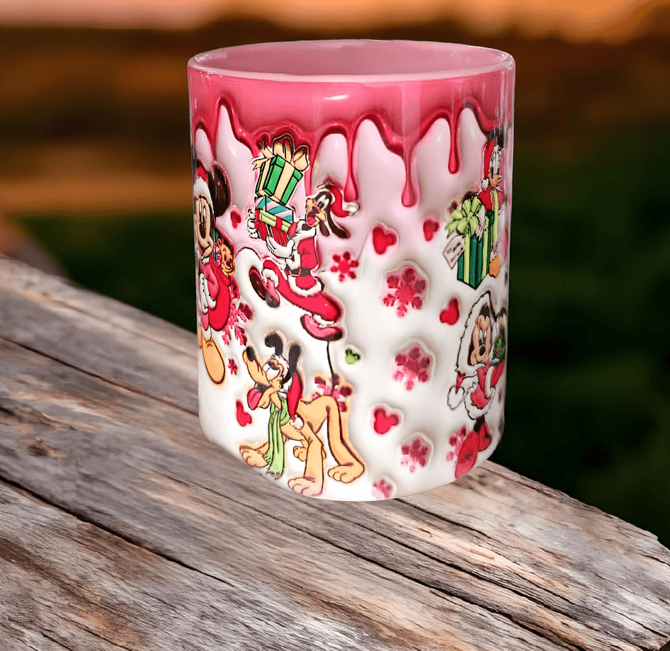 Mickey Noel yılbaşı Baskı içi ve Kulpu Renkli Kupa