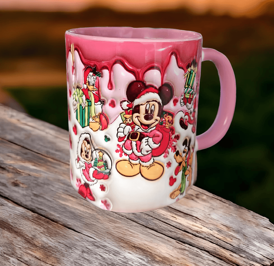Mickey Noel yılbaşı Baskı içi ve Kulpu Renkli Kupa